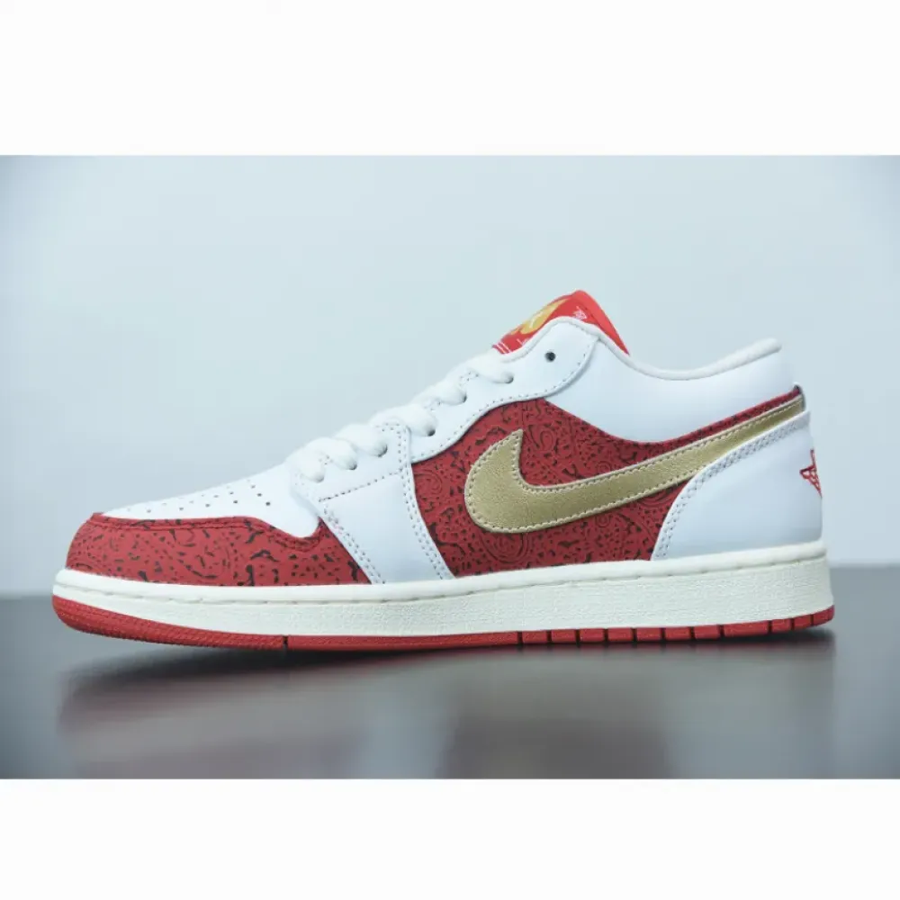 Air Jordan 1 Low “Spades” White/Metallic Gold  DJ5185-100