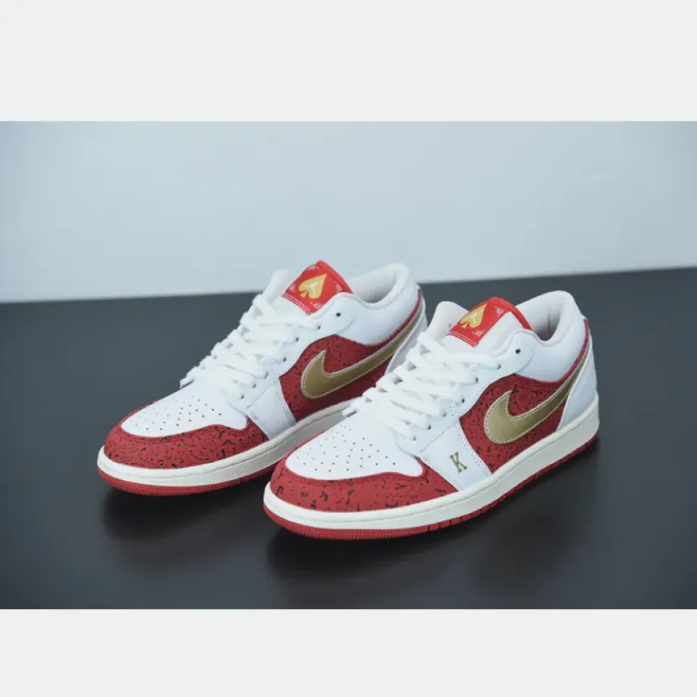 Air Jordan 1 Low “Spades” White/Metallic Gold  DJ5185-100
