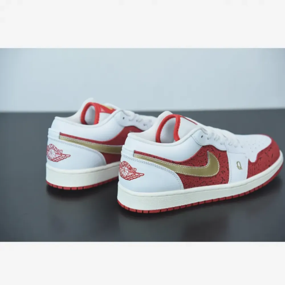 Air Jordan 1 Low “Spades” White/Metallic Gold  DJ5185-100