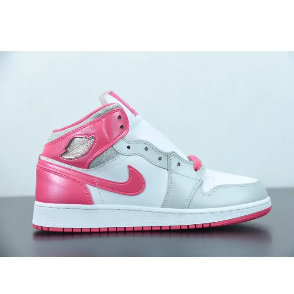 Air Jordan 1 Mid White/Metallic Platinum-Dynamic Pink  555112-109