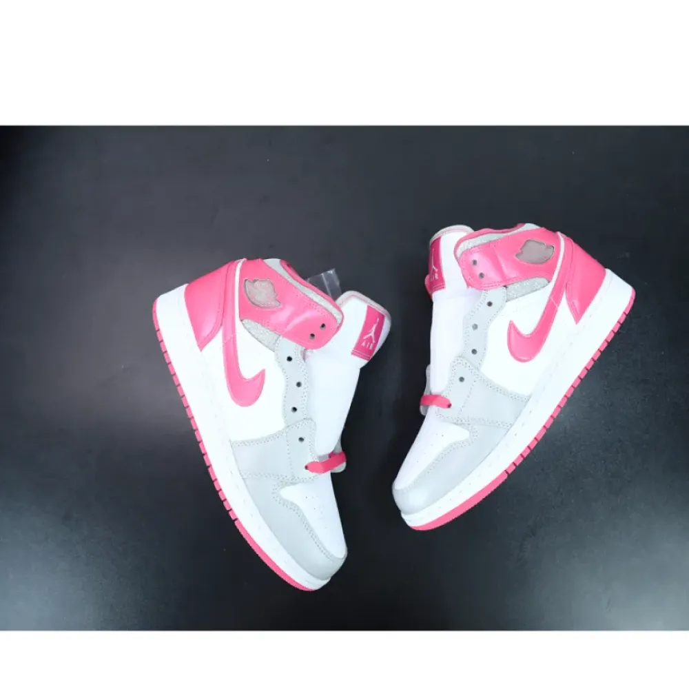 Air Jordan 1 Mid White/Metallic Platinum-Dynamic Pink  555112-109