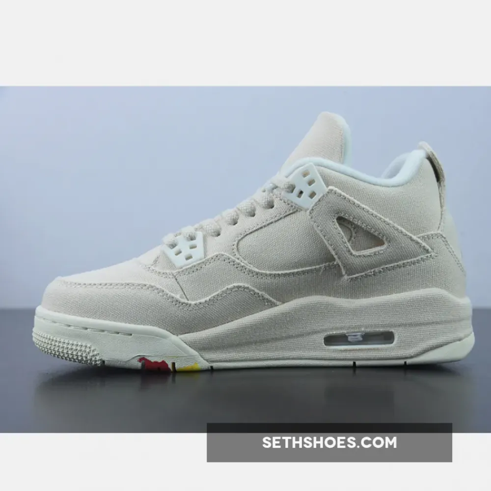 Air Jordan 4 ‘Canvas’ Sail/Cement Grey-Fire Red  DQ4909-100