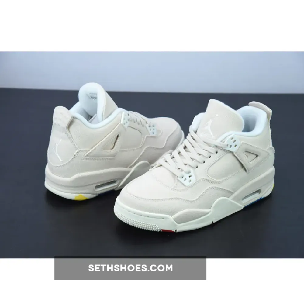 Air Jordan 4 ‘Canvas’ Sail/Cement Grey-Fire Red  DQ4909-100