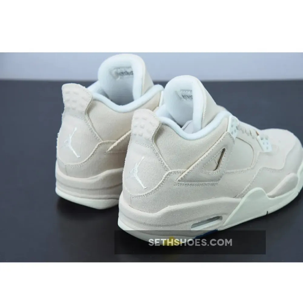 Air Jordan 4 ‘Canvas’ Sail/Cement Grey-Fire Red  DQ4909-100