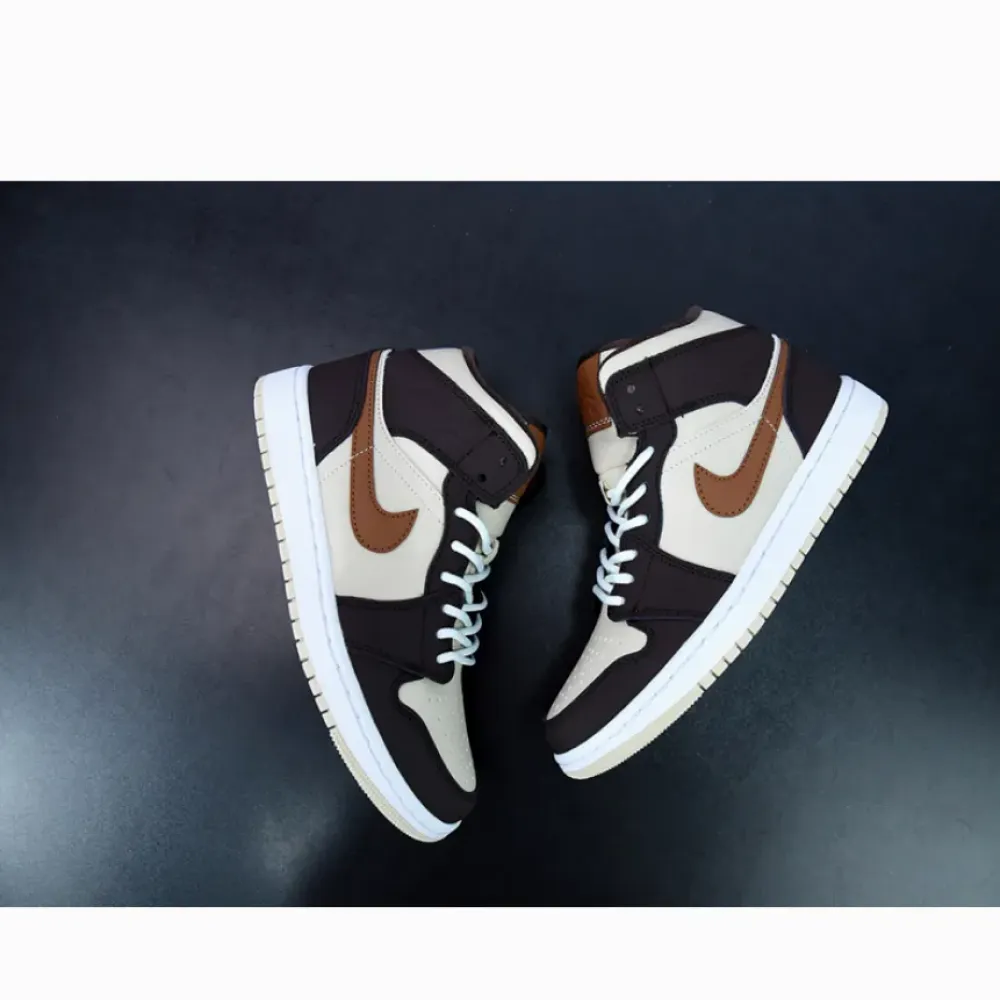 Air Jordan 1 Mid Brown Basalt/Oatmeal/White/Pecan  DO6699-200