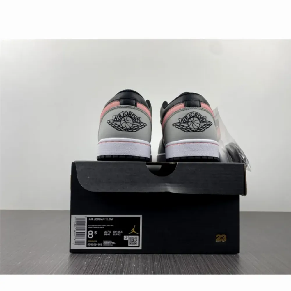 Air Jordan 1 Low Black Grey and Pink  553558-062