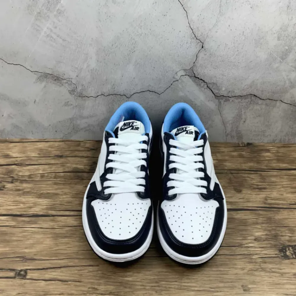 Travis Scott x Air Jordan 1 Low “UNC” White Navy Blue