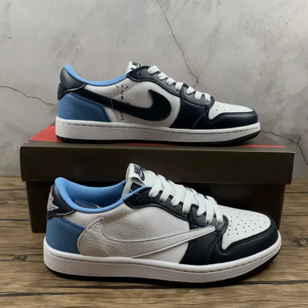 Travis Scott x Air Jordan 1 Low “UNC” White Navy Blue