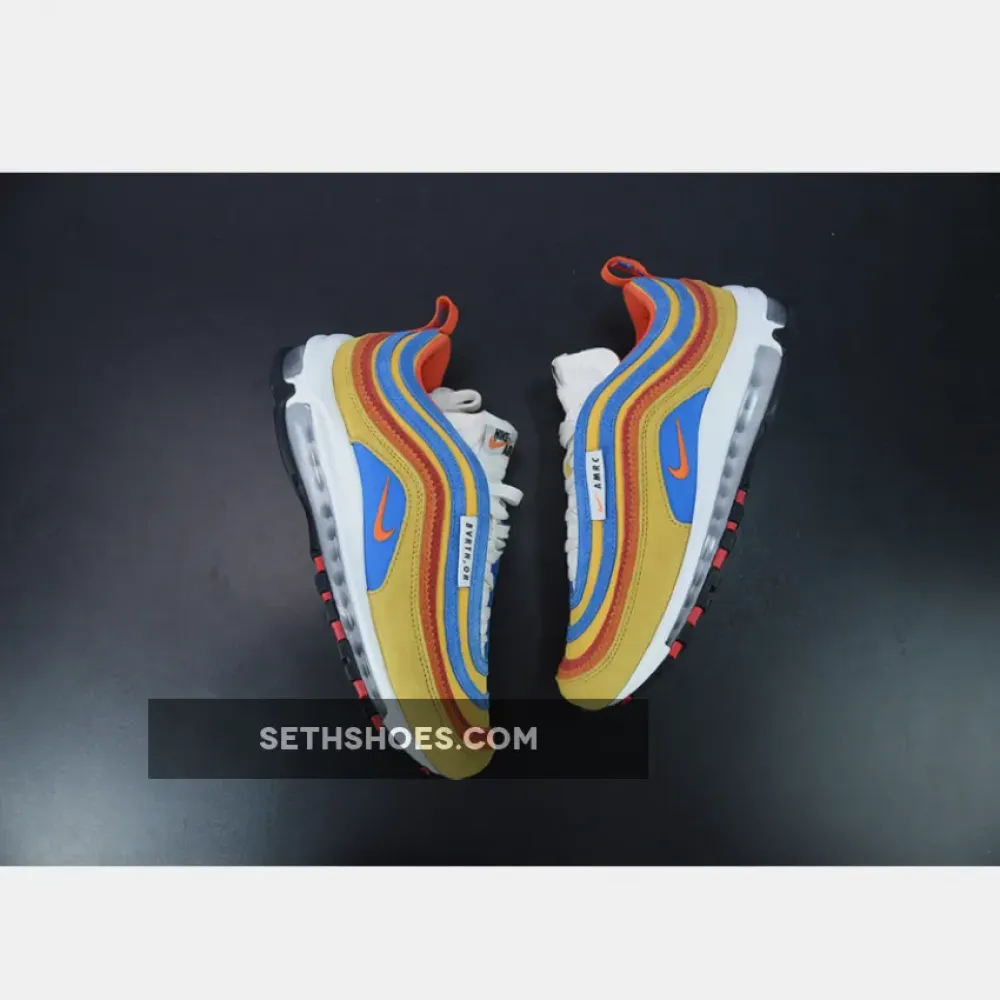 Nike Air Max 97 SE “Running Club” Pollen/Blue-Red-Orange  DH1085-700
