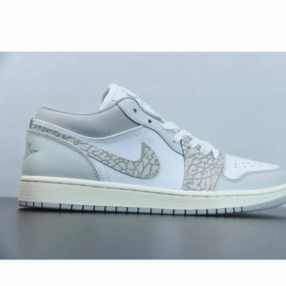 Air Jordan 1 Low PRM “Elephant” White/Neutral Grey-Sail-Smoke Grey DH4269-100