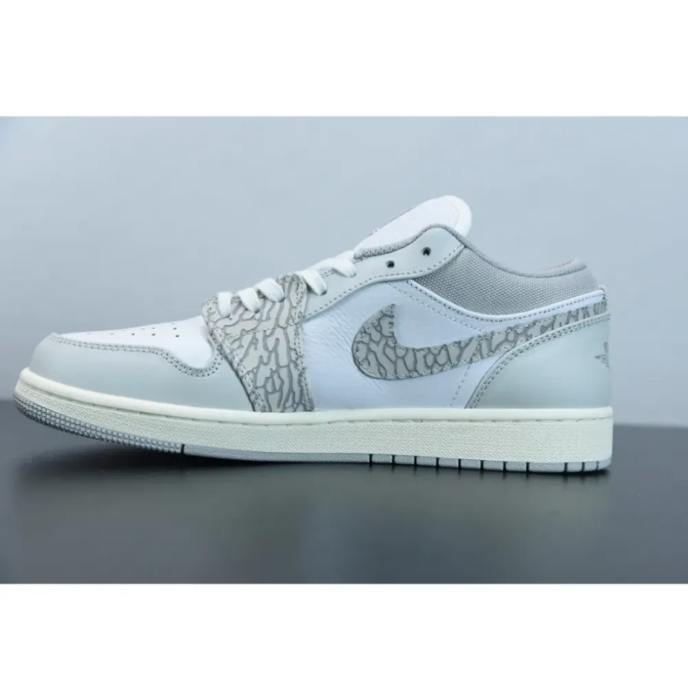 Air Jordan 1 Low PRM “Elephant” White/Neutral Grey-Sail-Smoke Grey DH4269-100