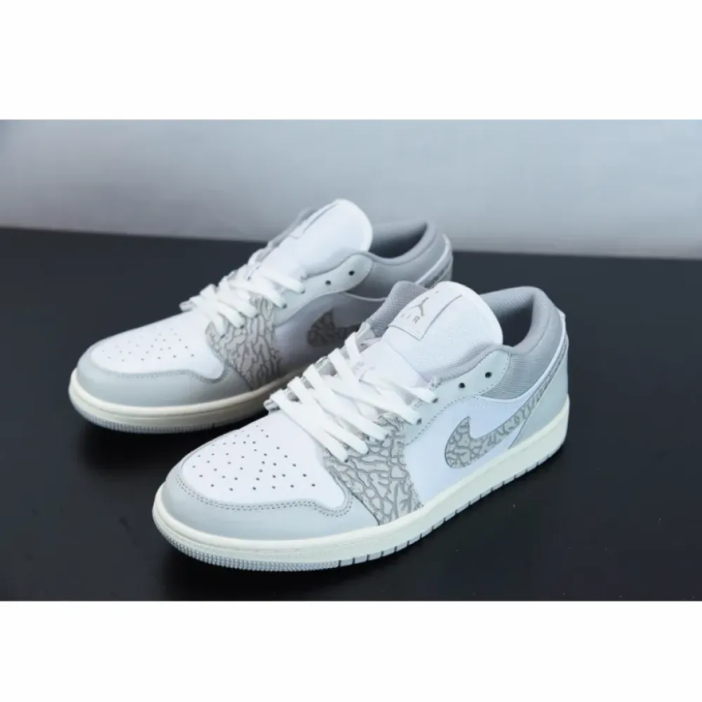 Air Jordan 1 Low PRM “Elephant” White/Neutral Grey-Sail-Smoke Grey DH4269-100