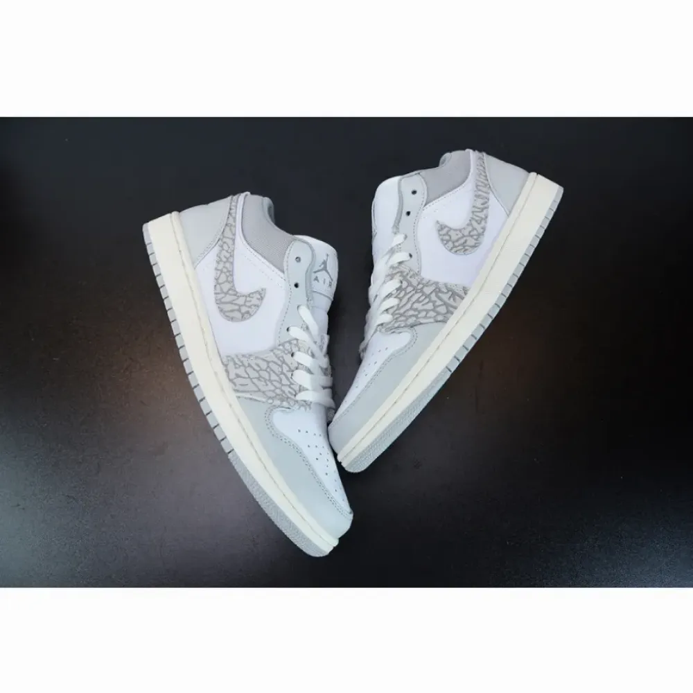 Air Jordan 1 Low PRM “Elephant” White/Neutral Grey-Sail-Smoke Grey DH4269-100
