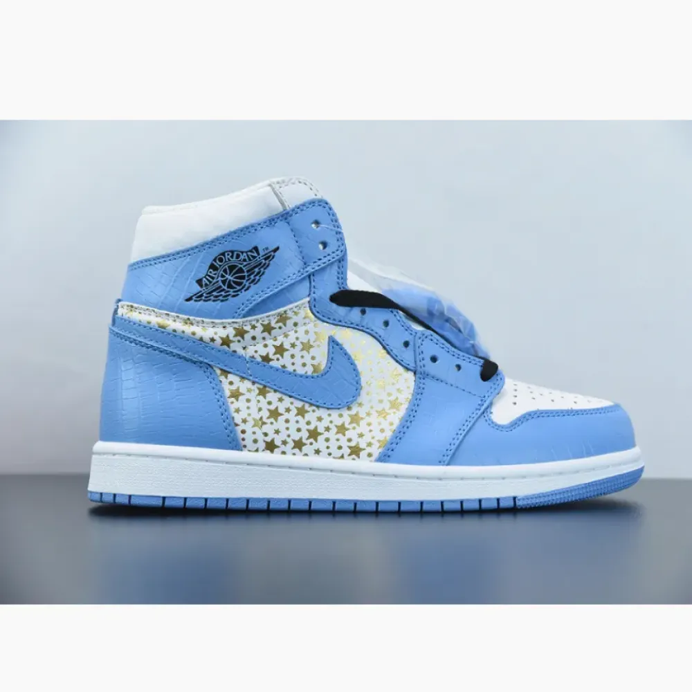 Supreme x Air Jordan 1 High Stars University Blue 555088-181
