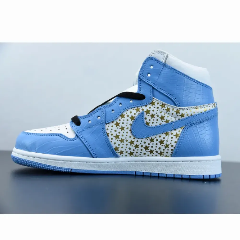Supreme x Air Jordan 1 High Stars University Blue 555088-181