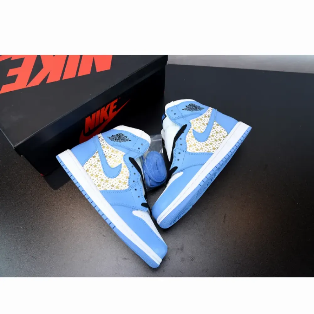 Supreme x Air Jordan 1 High Stars University Blue 555088-181