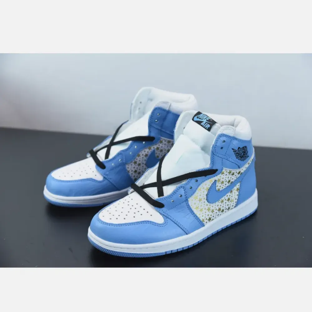 Supreme x Air Jordan 1 High Stars University Blue 555088-181