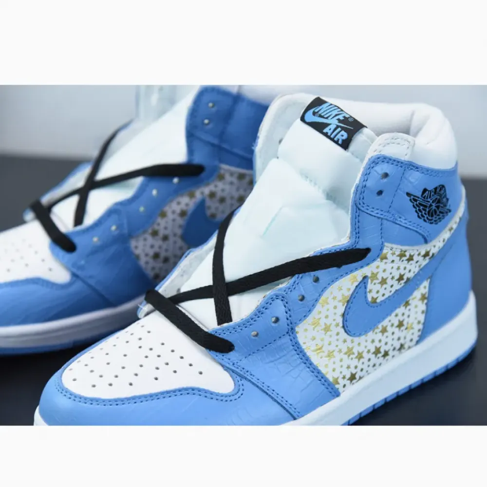 Supreme x Air Jordan 1 High Stars University Blue 555088-181