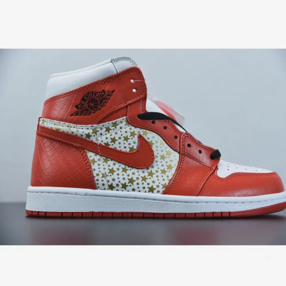 Supreme x Air Jordan 1 High Stars Varsity Red 555088-600