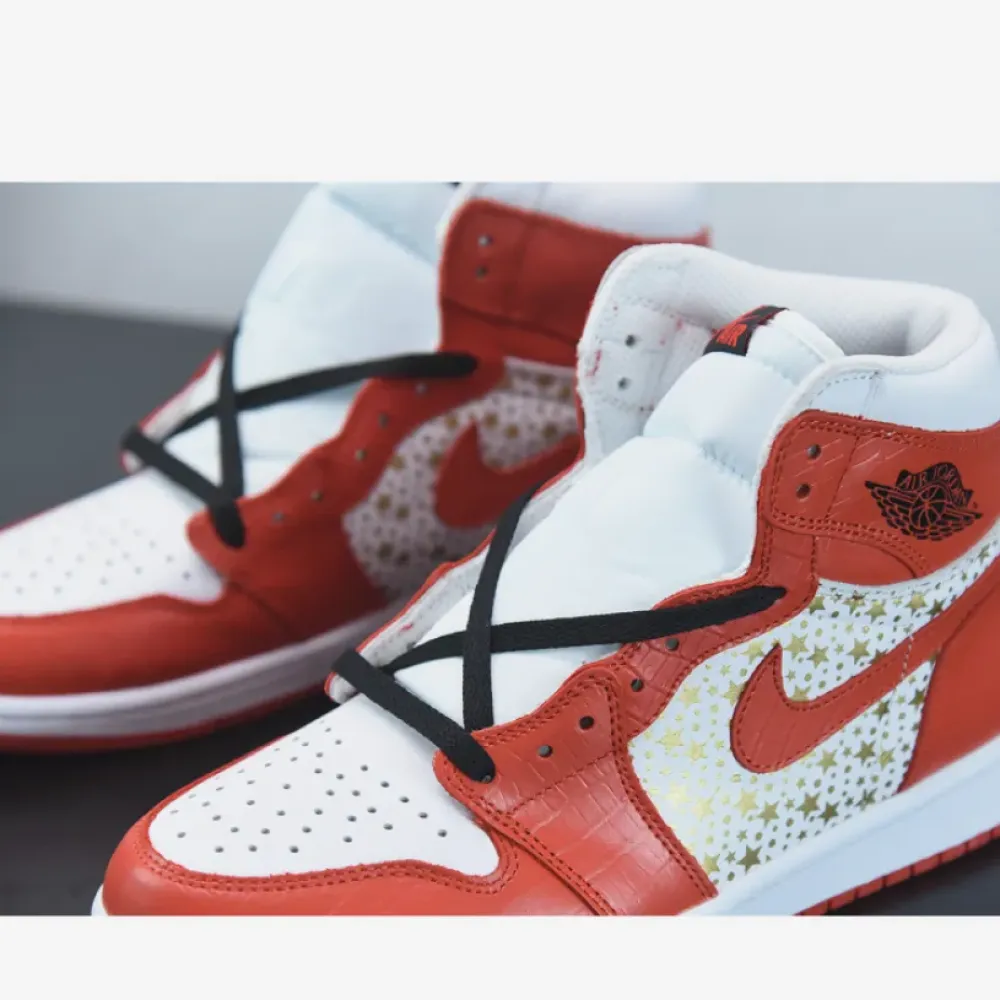 Supreme x Air Jordan 1 High Stars Varsity Red 555088-600