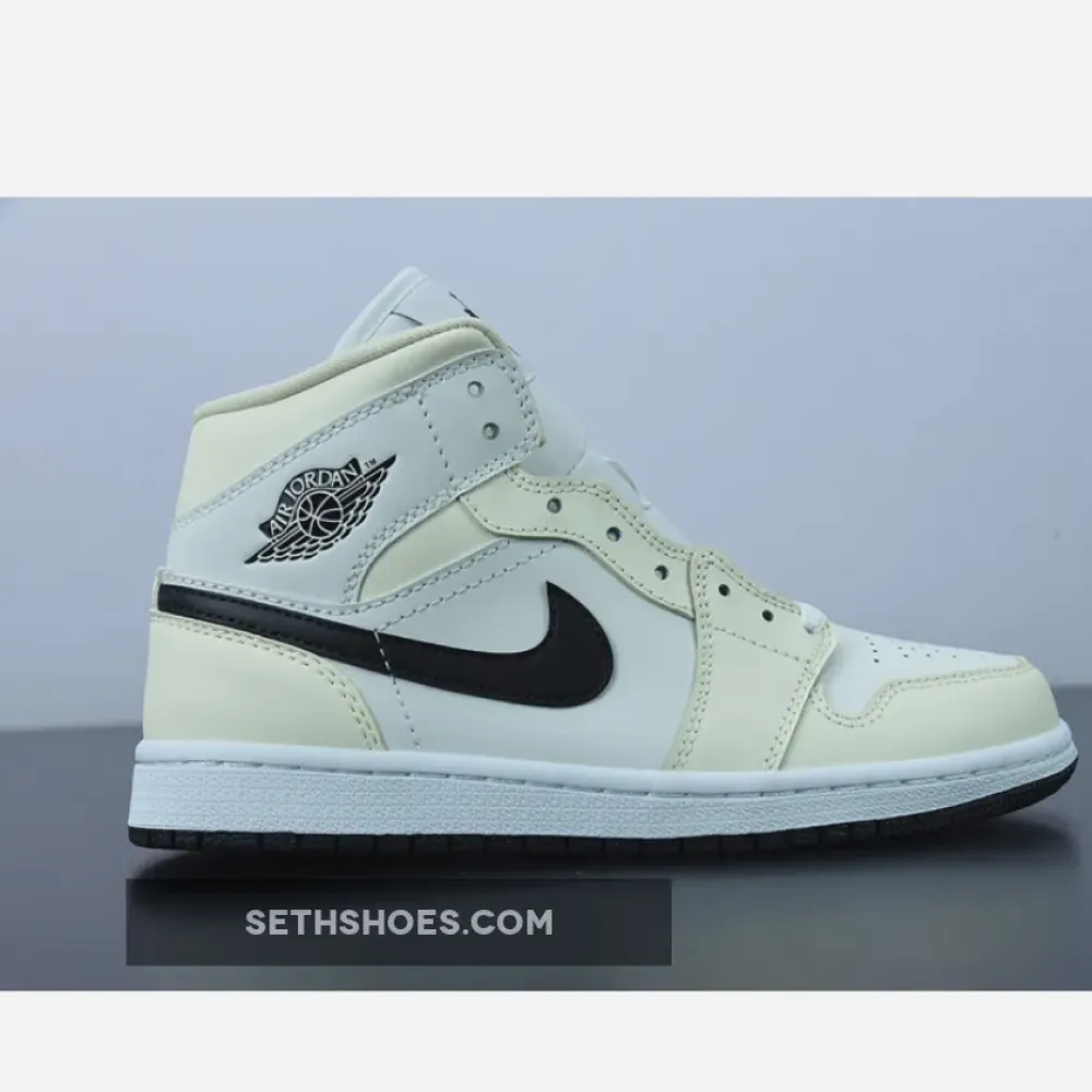 Air Jordan 1 Mid Coconut Milk/Black-White  BQ6472-121