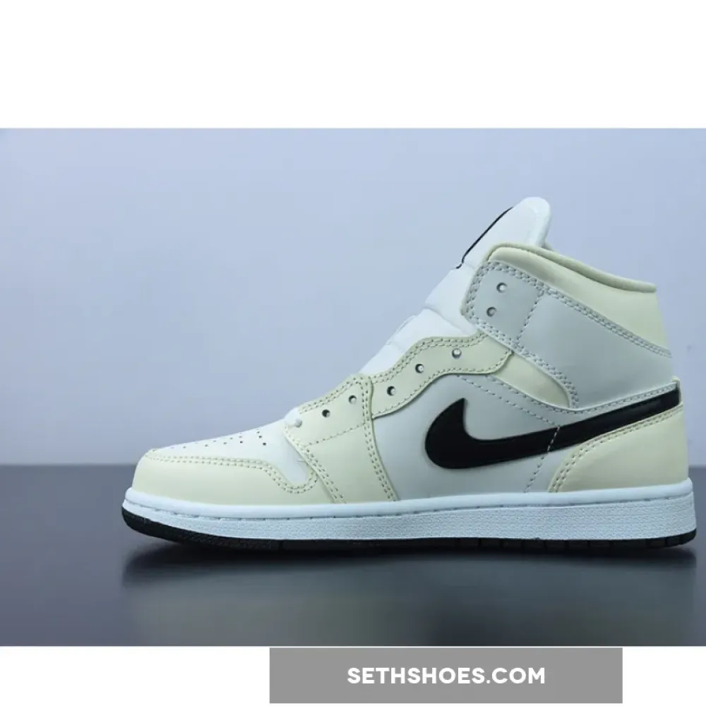 Air Jordan 1 Mid Coconut Milk/Black-White  BQ6472-121