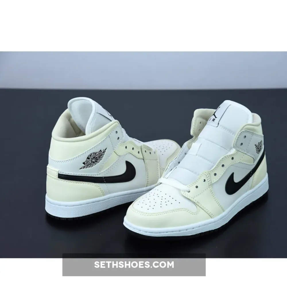 Air Jordan 1 Mid Coconut Milk/Black-White  BQ6472-121