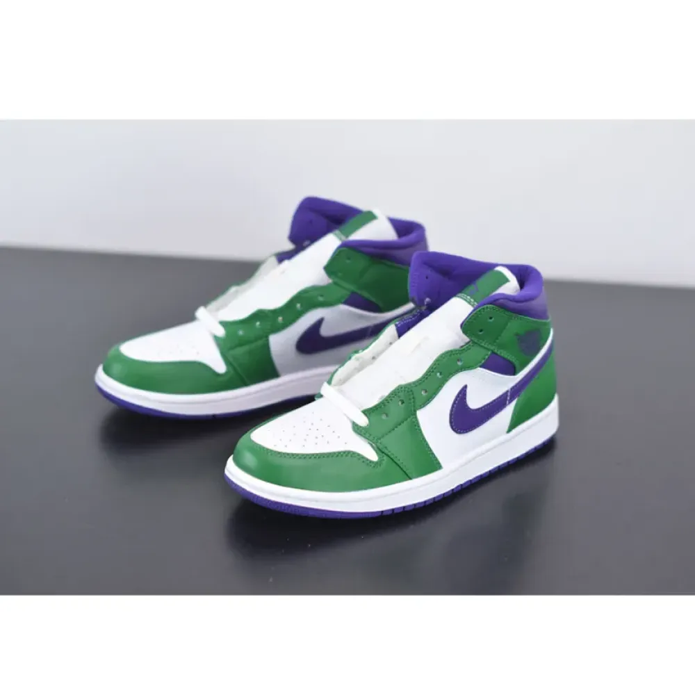 Air Jordan 1 Mid “Incredible Hulk” Aloe Verde/Court Purple-White  554724-300