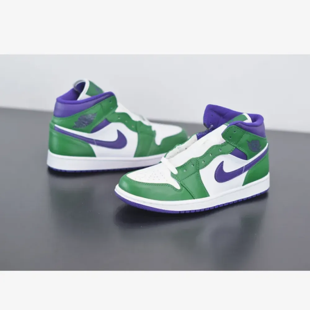 Air Jordan 1 Mid “Incredible Hulk” Aloe Verde/Court Purple-White  554724-300