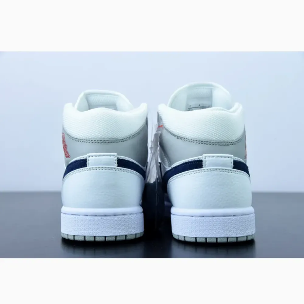 Air Jordan 1 Mid Paris White/Grey-Navy-Red  DR8038-100