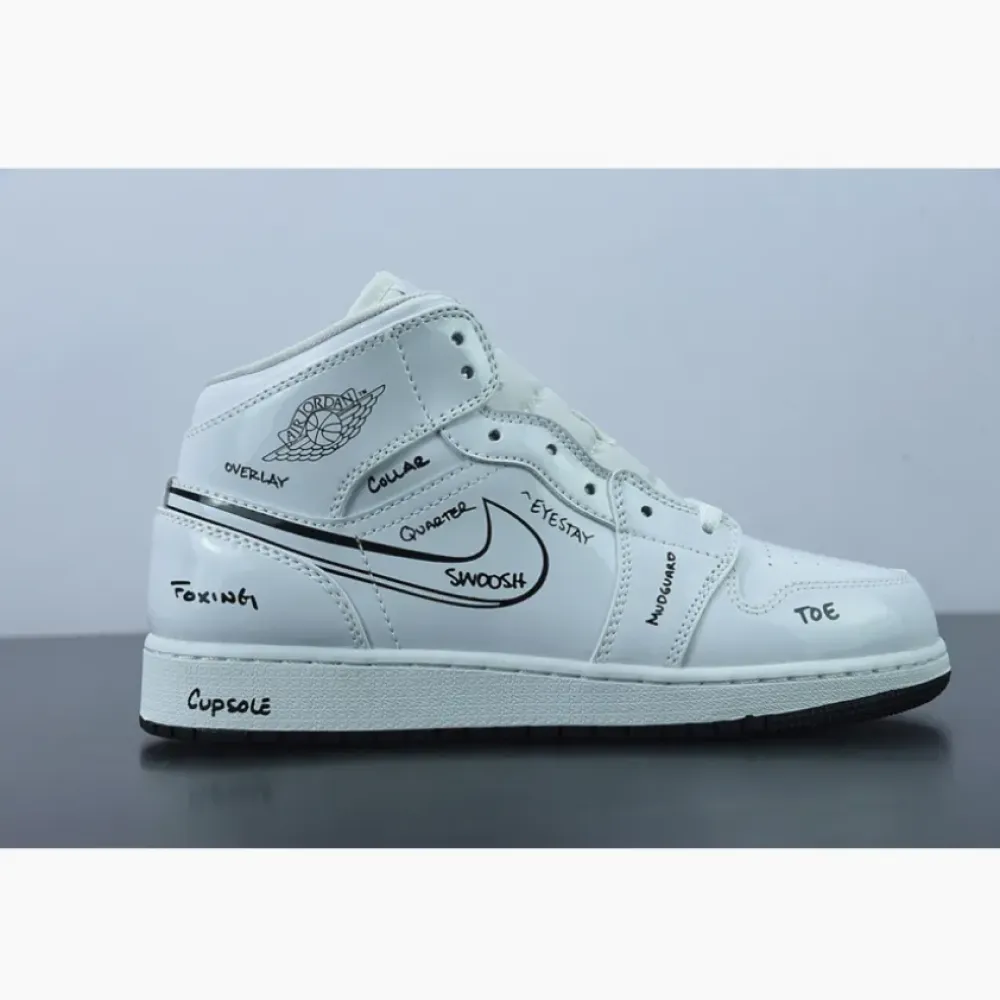 Air Jordan 1 Mid ‘Schematic’ White/Black  DQ1864-100