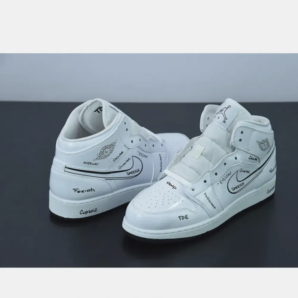 Air Jordan 1 Mid ‘Schematic’ White/Black  DQ1864-100