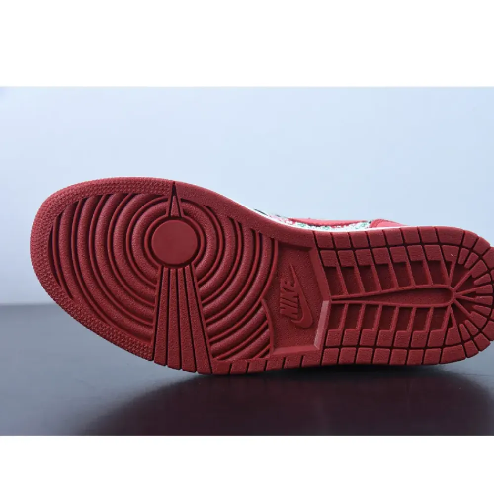 Air Jordan 1 Mid ‘Holiday’ White/Black-Roma Green-University Red  DM1208-150