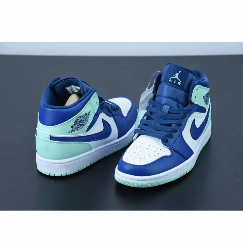 Air Jordan 1 Mid White/Navy-Blue Mint  554724-413