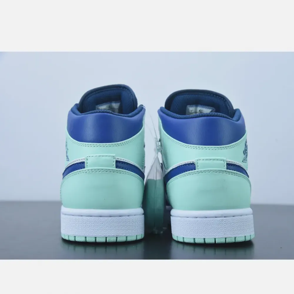Air Jordan 1 Mid White/Navy-Blue Mint  554724-413