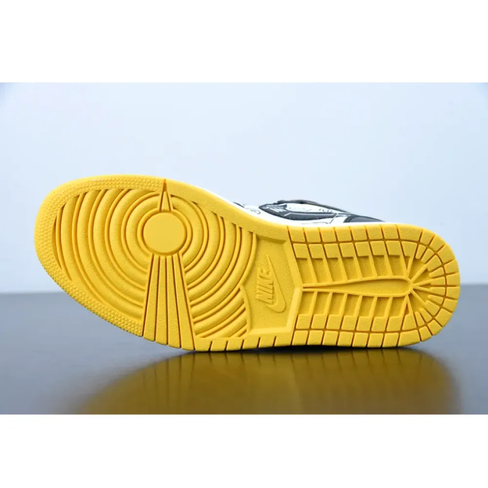 Custom Air Jordan 1 Mid OG ’Video Game’ Black White Yellow