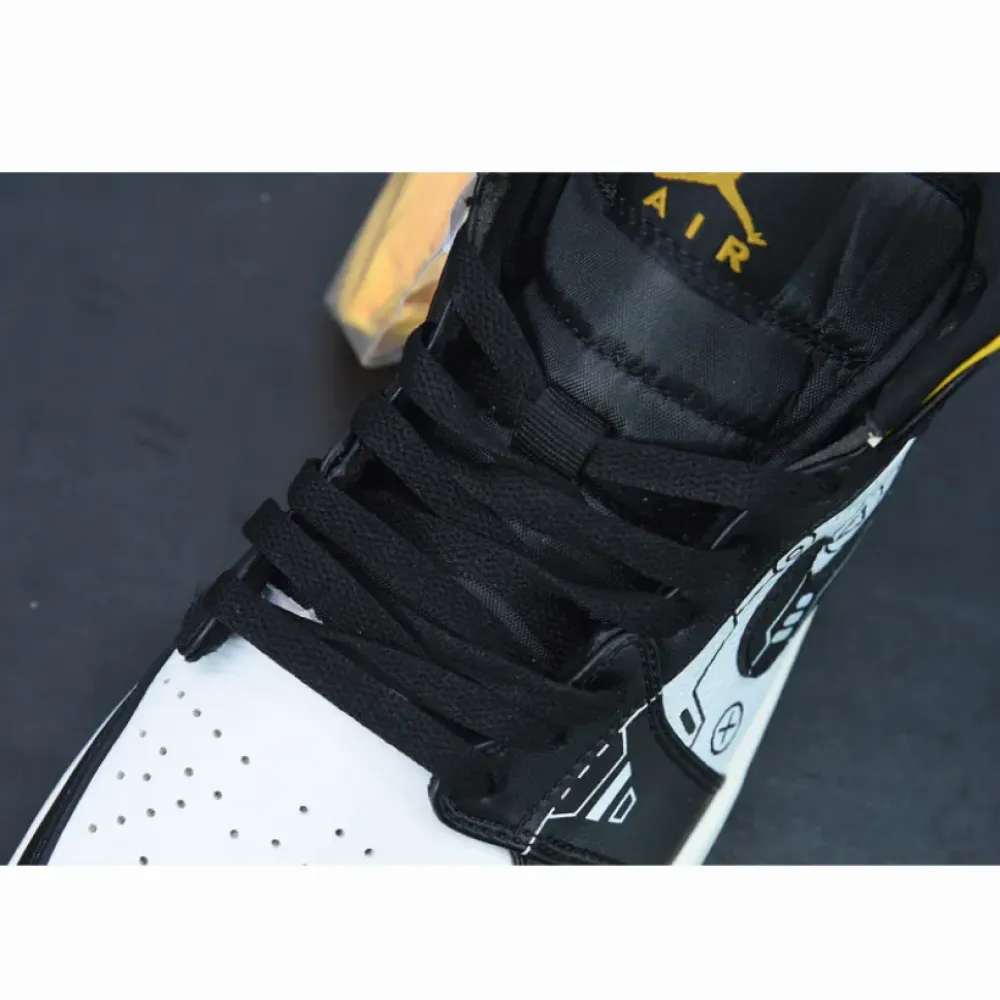 Custom Air Jordan 1 Mid OG ’Video Game’ Black White Yellow