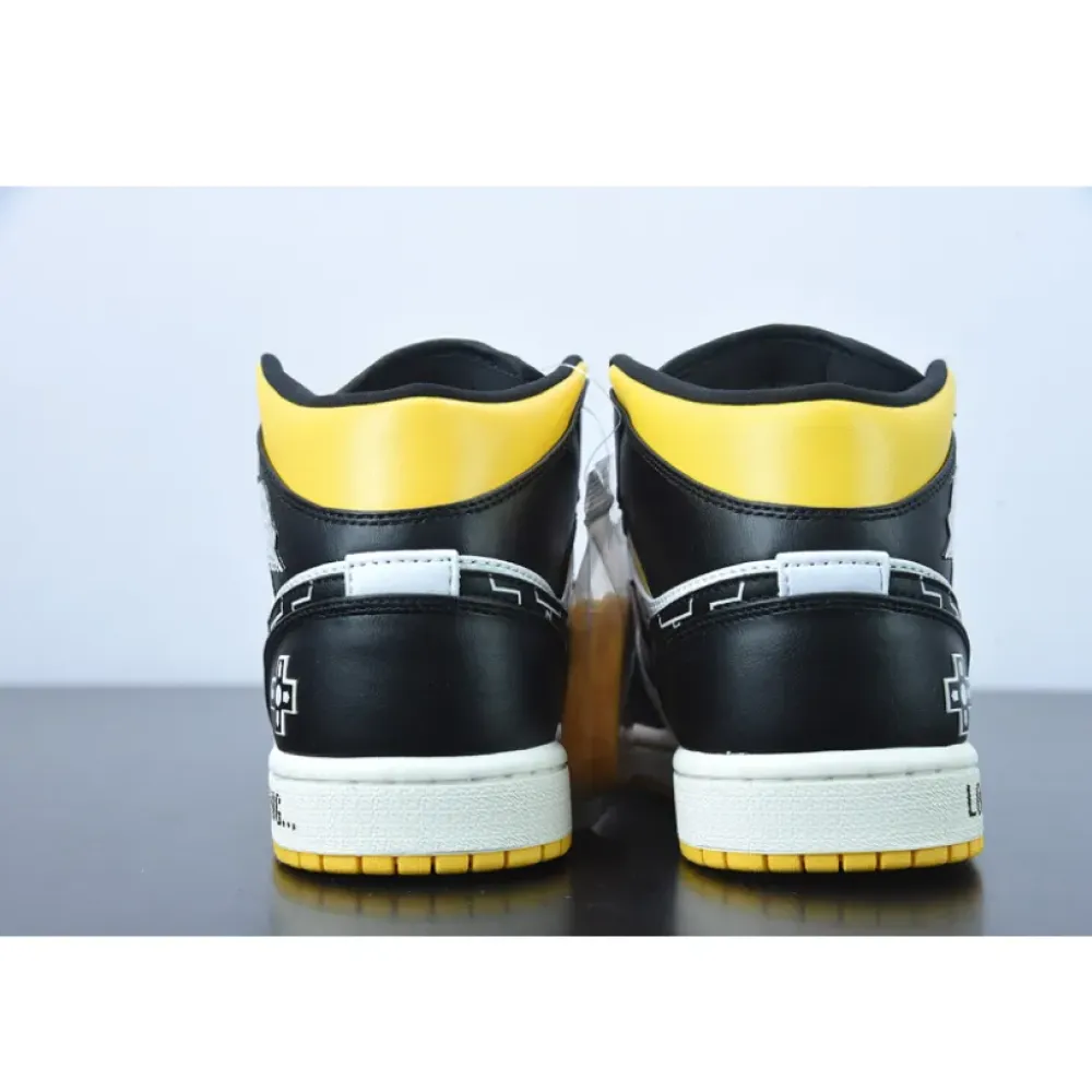 Custom Air Jordan 1 Mid OG ’Video Game’ Black White Yellow