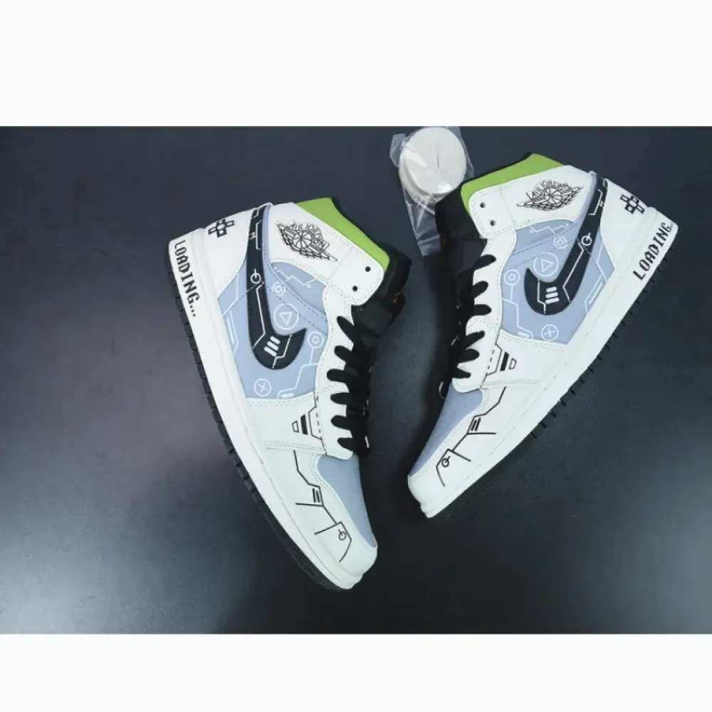 Custom Air Jordan 1 Mid OG ’Video Game’ White Grey Black
