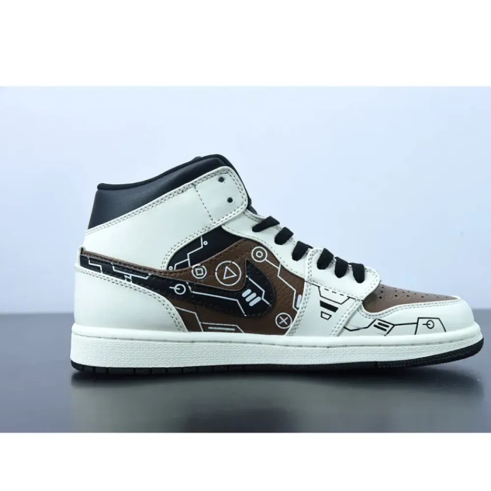 Custom Air Jordan 1 Mid OG ’Video Game’ Mocha White
