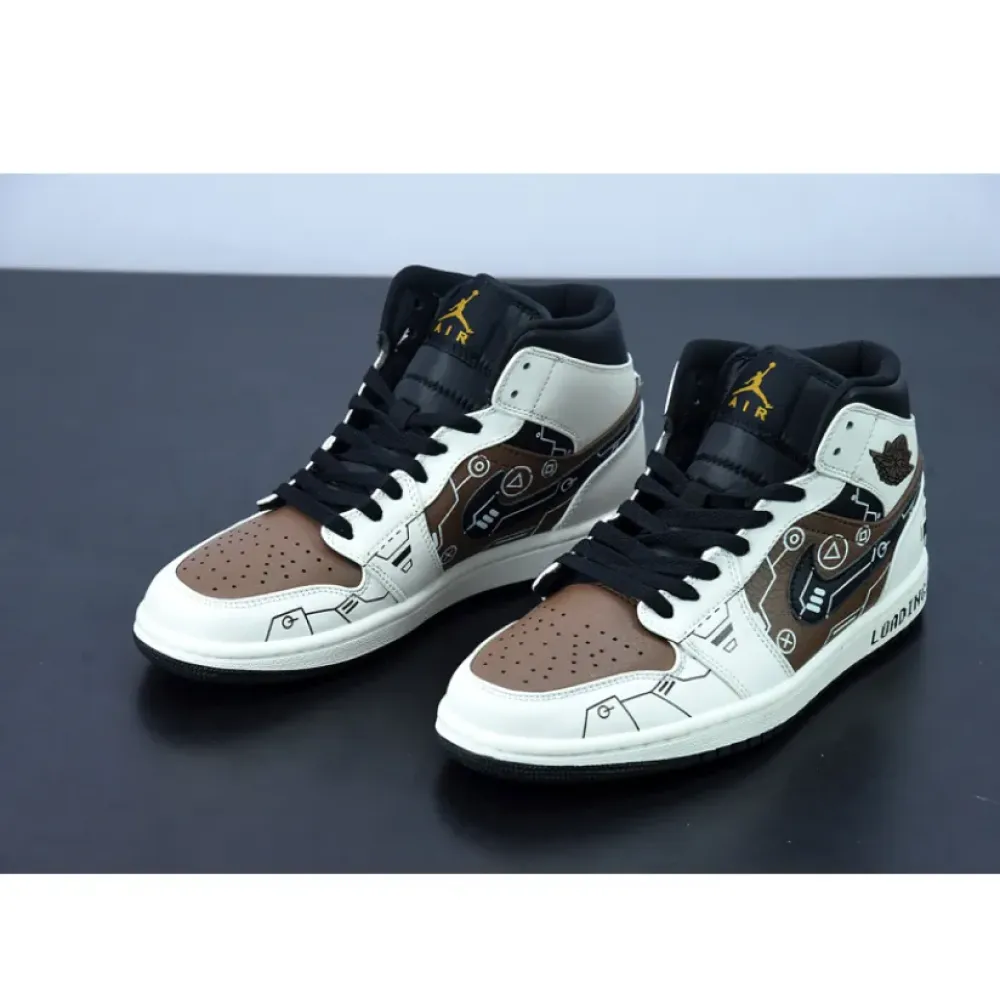 Custom Air Jordan 1 Mid OG ’Video Game’ Mocha White