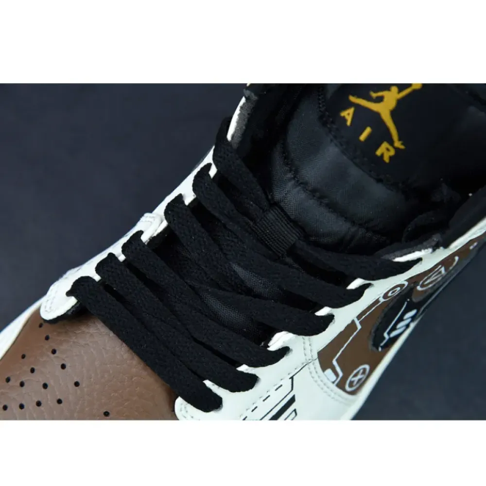 Custom Air Jordan 1 Mid OG ’Video Game’ Mocha White