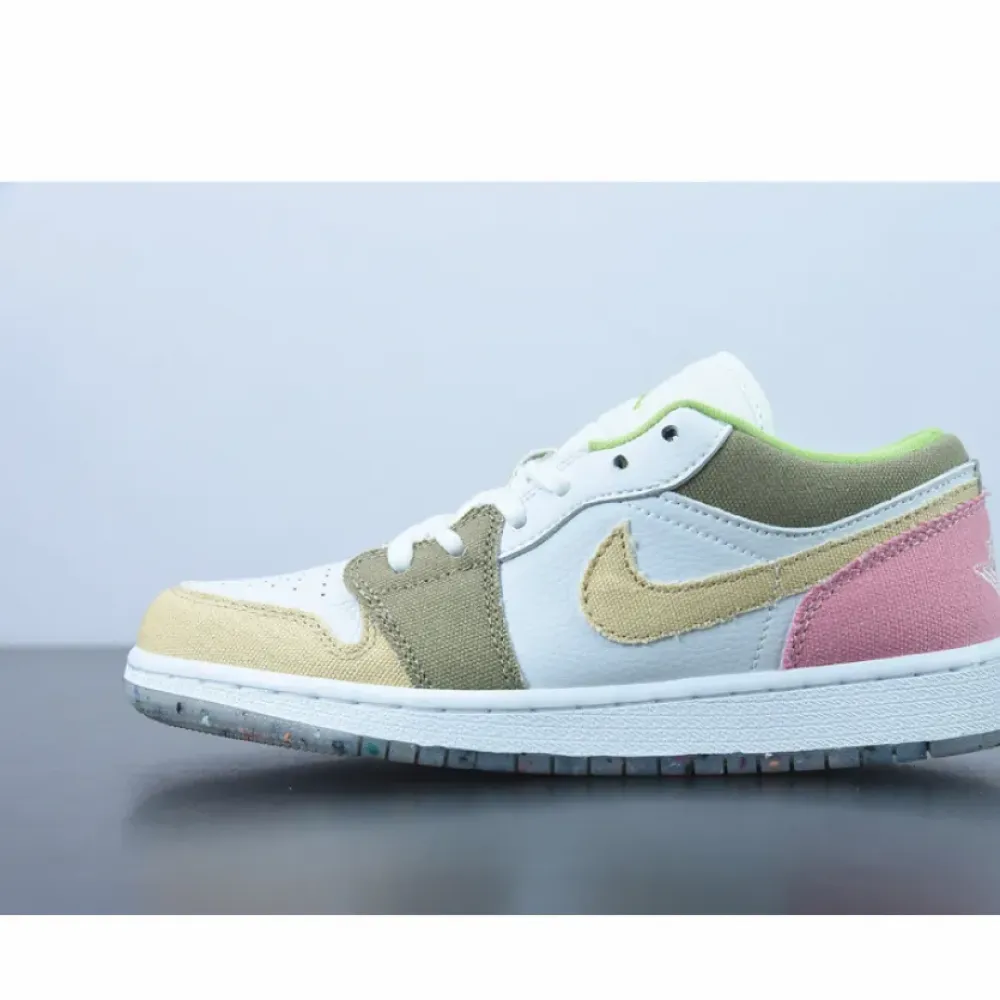Air Jordan 1 Low GS Recycled White/Tan-Pink  DJ0341-100