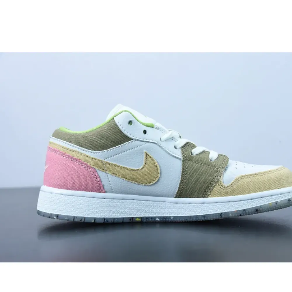 Air Jordan 1 Low GS Recycled White/Tan-Pink  DJ0341-100