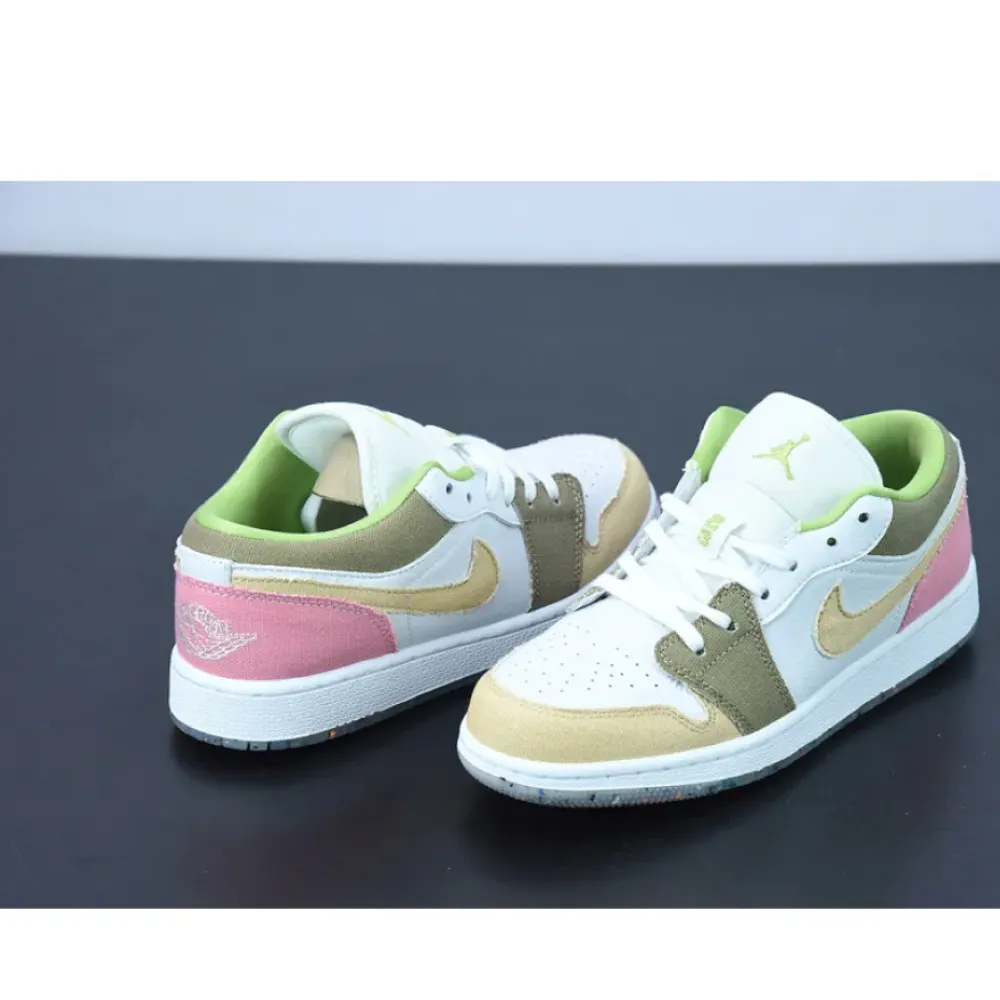 Air Jordan 1 Low GS Recycled White/Tan-Pink  DJ0341-100