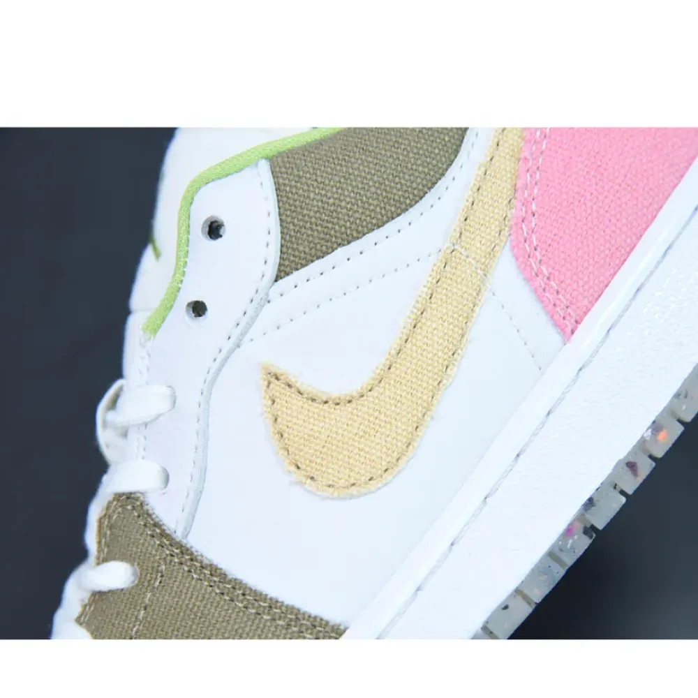 Air Jordan 1 Low GS Recycled White/Tan-Pink  DJ0341-100
