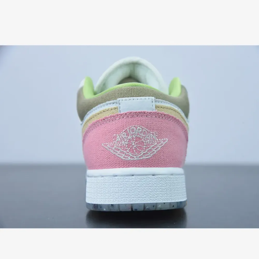 Air Jordan 1 Low GS Recycled White/Tan-Pink  DJ0341-100