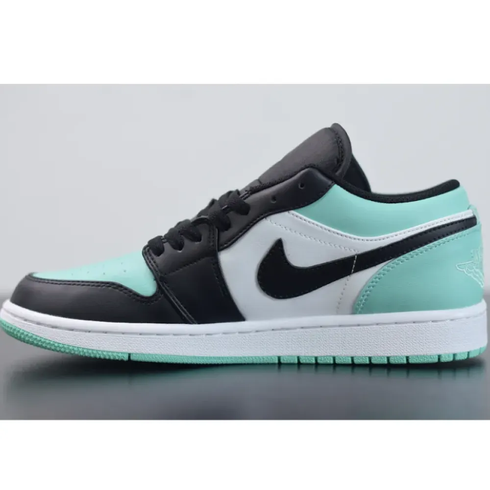 Air Jordan 1 Low White/Emerald Rise-Black  553558-117