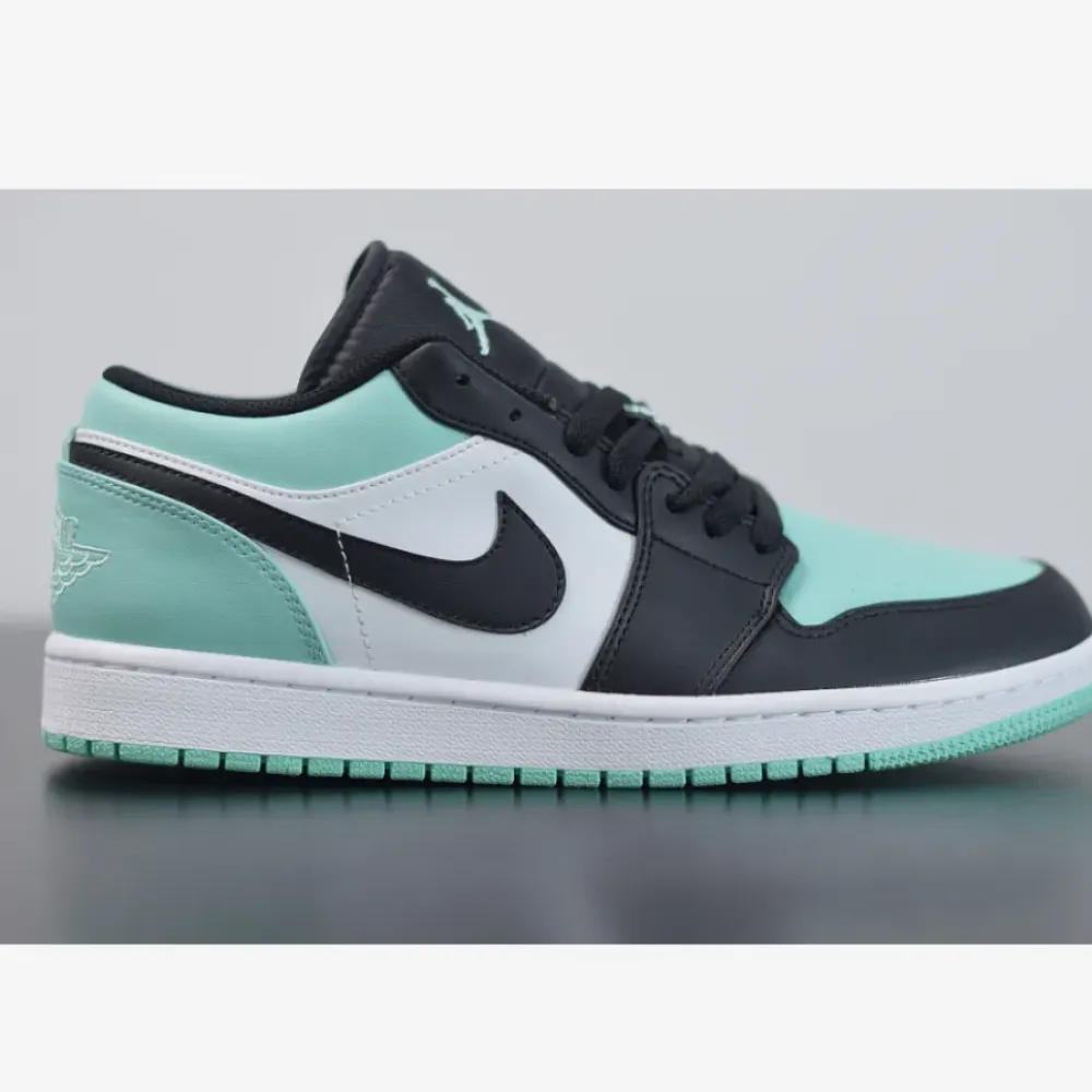 Air Jordan 1 Low White/Emerald Rise-Black  553558-117