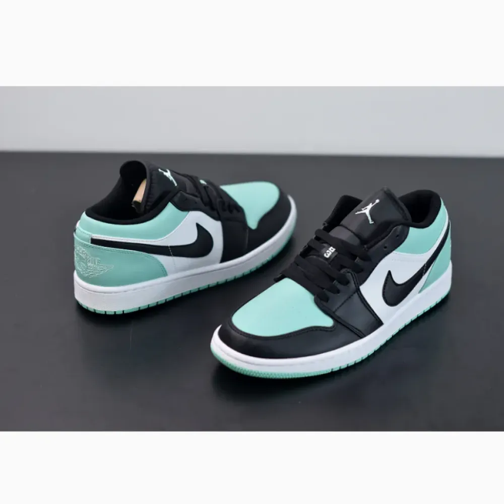 Air Jordan 1 Low White/Emerald Rise-Black  553558-117